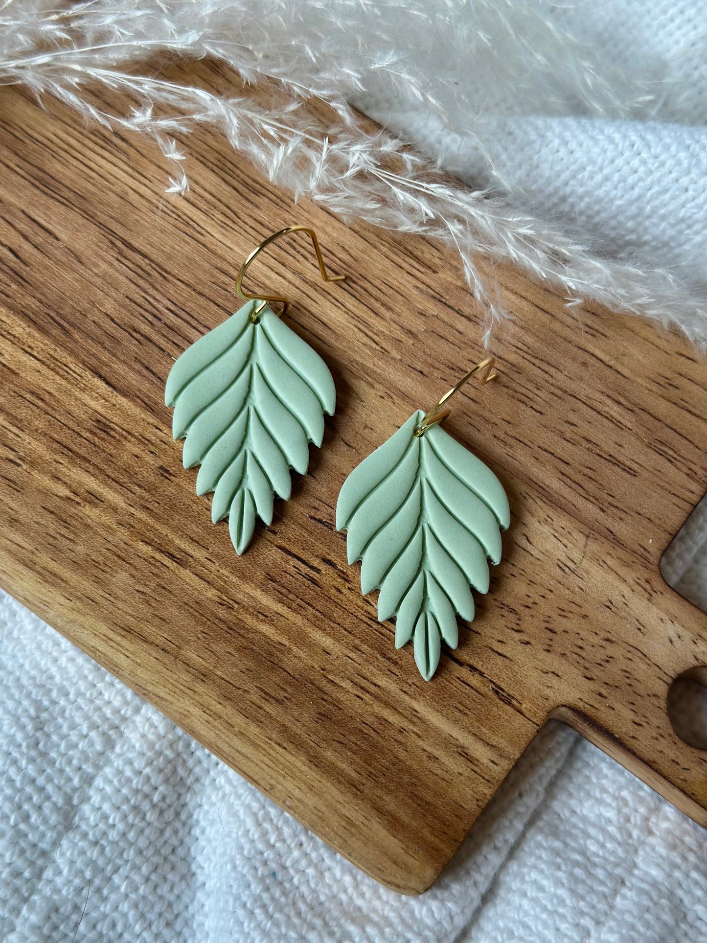 Sage Green Leaf Dangles