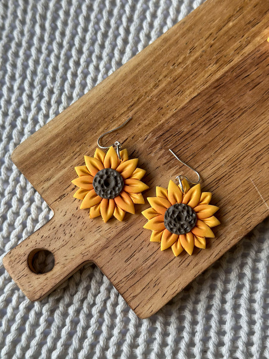 Large Sunflower Dangle Earrings