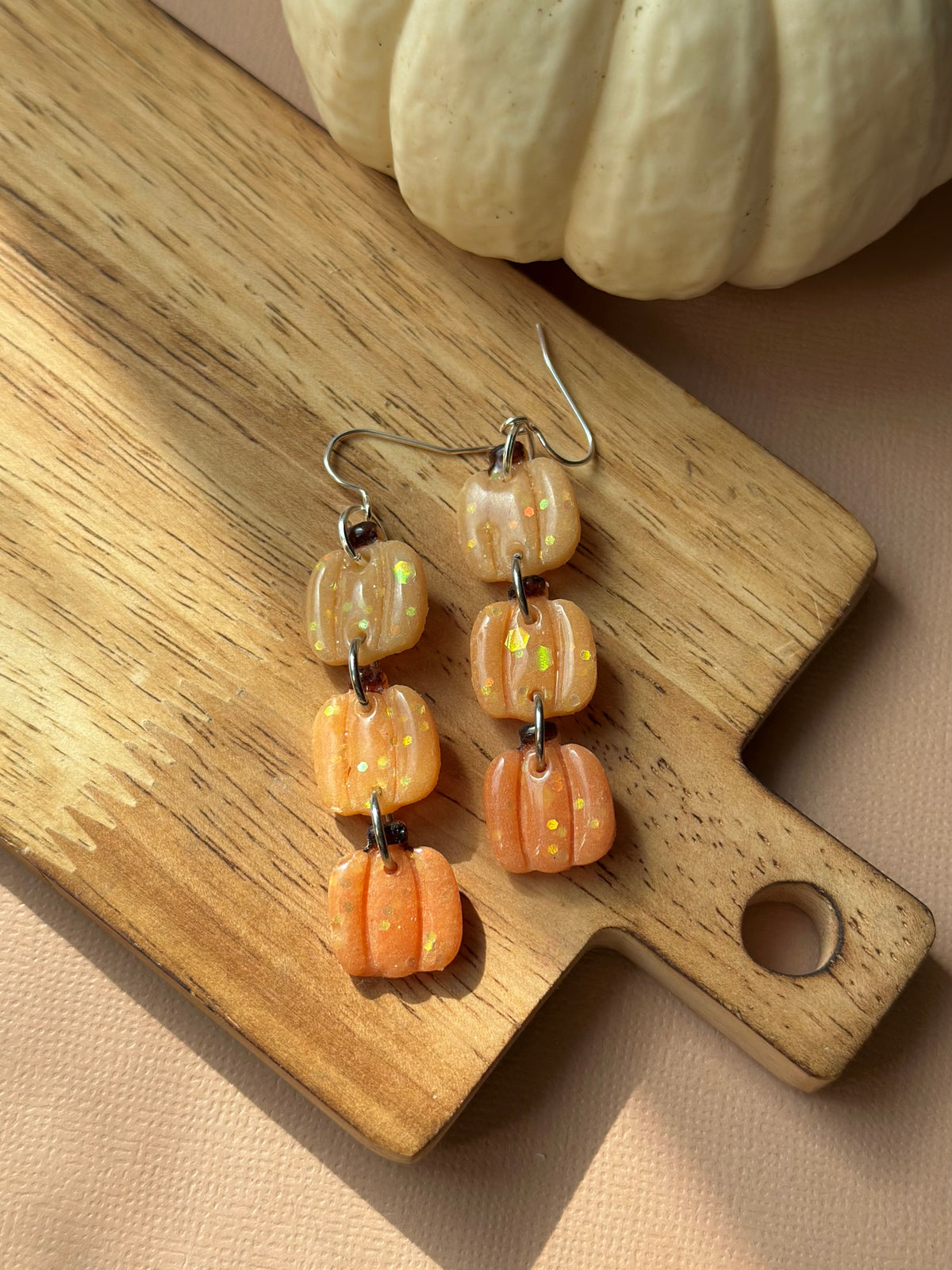 Glitter Orange Pumpkin Dangles