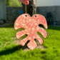 Large Pink Monstera Leaf Ornament