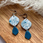 Blue Floral Print Dangles