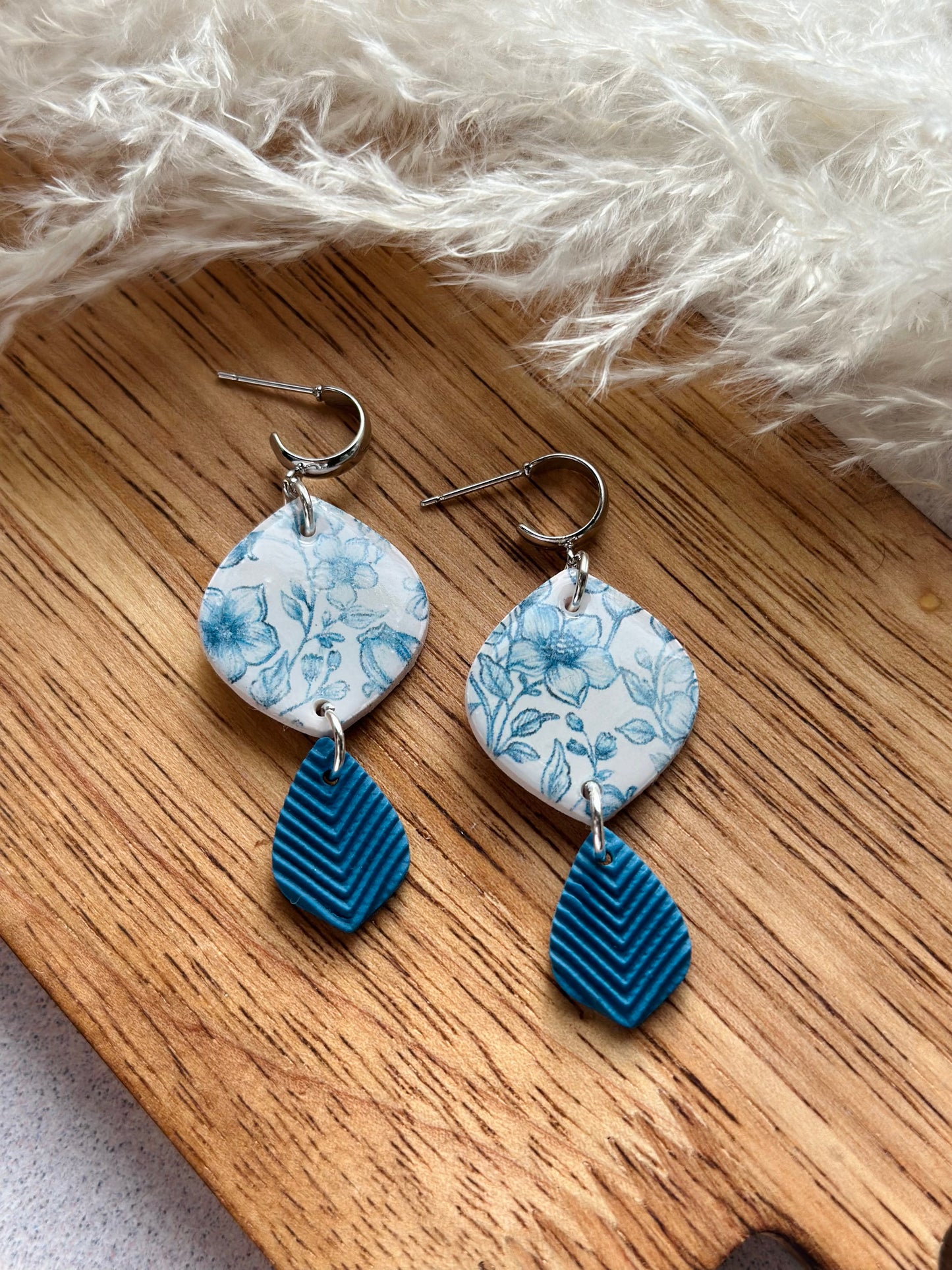 Blue Floral Print Dangles