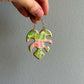 Mini Green & Pink Monstera Leaf Ornament