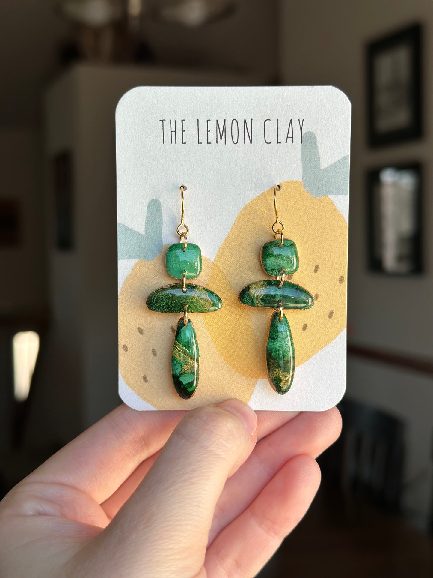 Emerald Marble Dangles