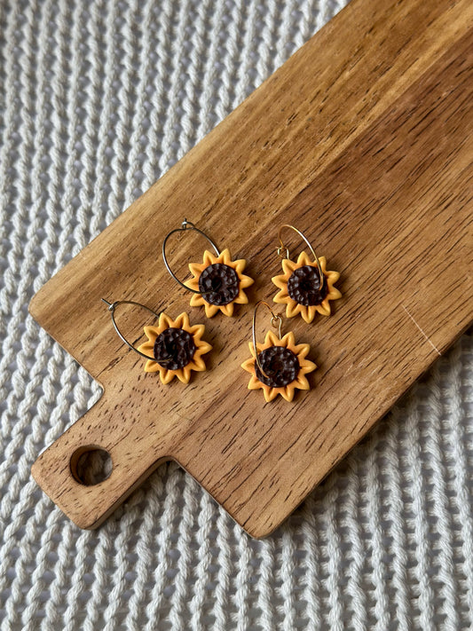 Small Sunflower Hoop Earrings