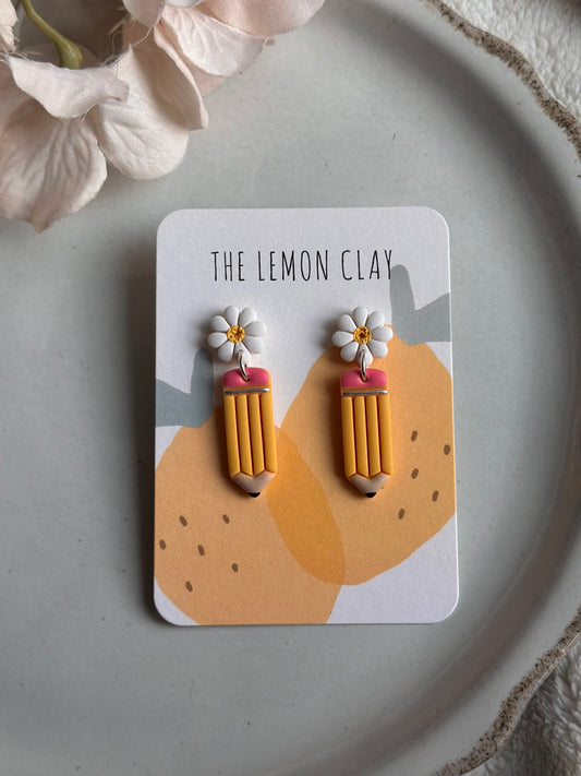 School Pencils w/ Daisy Stud