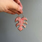 Mini Pink Monstera Leaf Ornament
