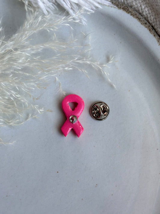 Glittery Breast Cancer Ribbon Pin