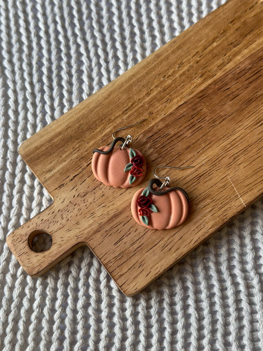 Floral Pumpkin Dangle Earrings