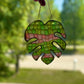 Large Green & Pink Monstera Leaf Ornament