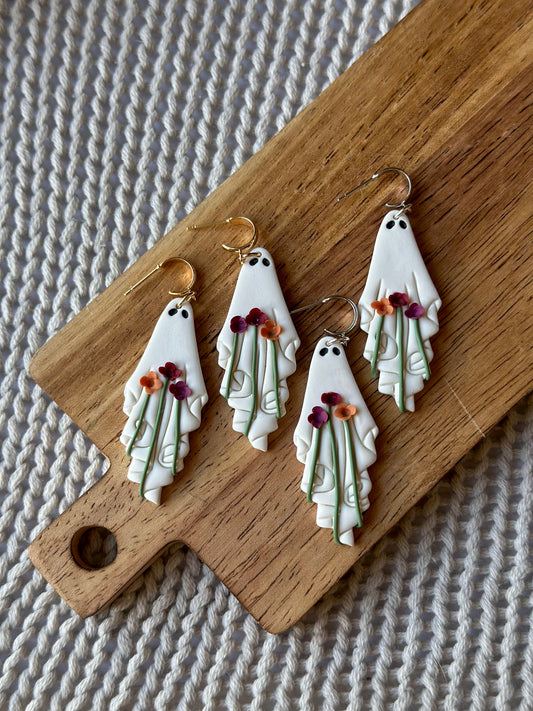Floral Ghost Dangle Earrings