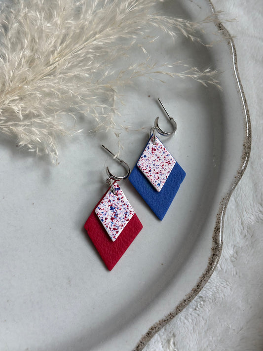 Red & Blue Speckled Dangles