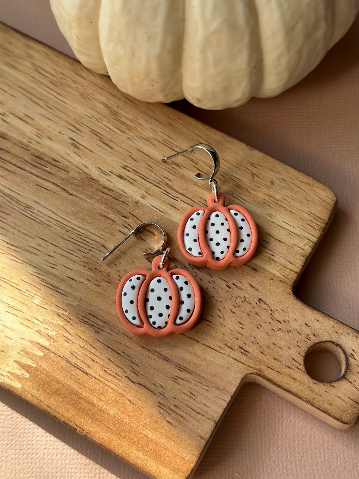 Polka Dot Pumpkin Dangles