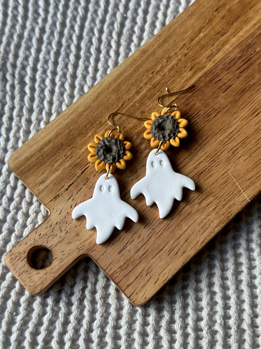 Sunflower Ghosts Dangle Earrings