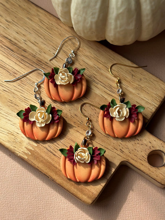 Floral Accent Pumpkin Dangles