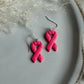 Glittery Breast Cancer Ribbon Dangles