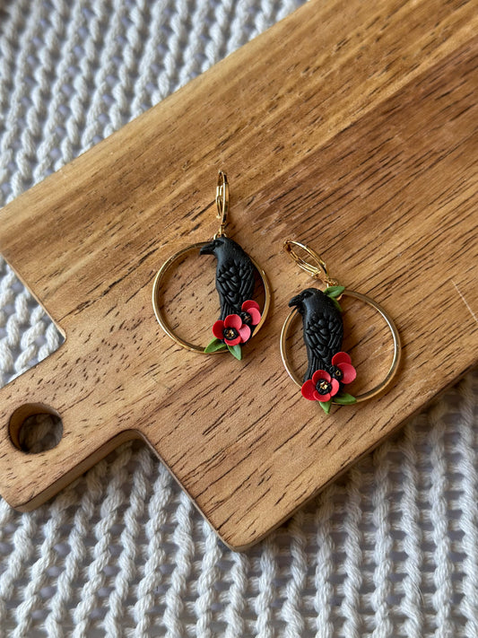 Floral Crows Dangle Earrings