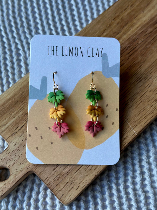 Three-Tiered Leaf Dangle Earrings