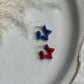 Red & Blue Star Huggie Hoops