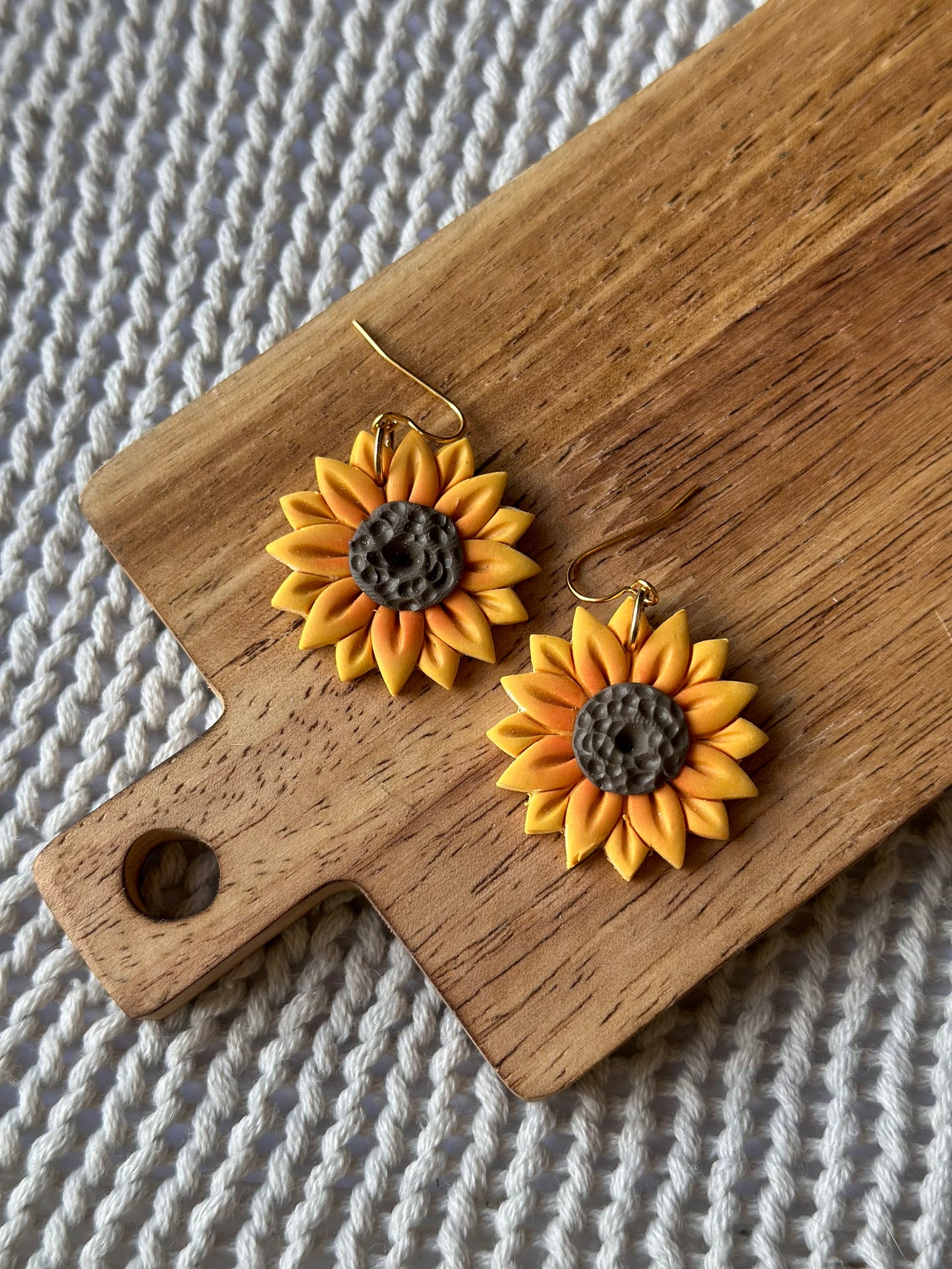 Large Sunflower Dangle Earrings