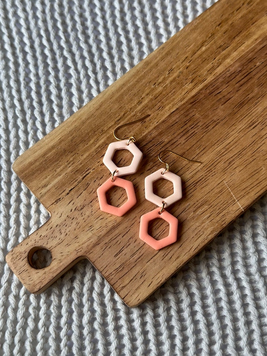 Stacked Hexagon Dangle Earrings