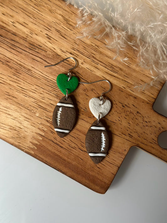 School Spirit Football Dangle Earrings