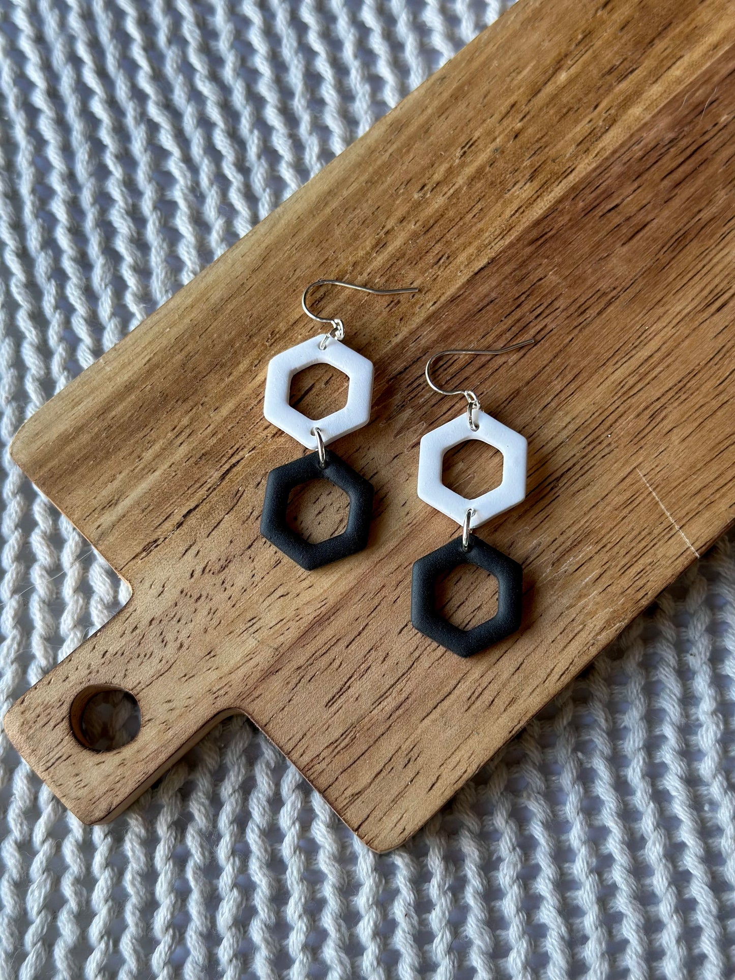 Stacked Hexagon Dangle Earrings