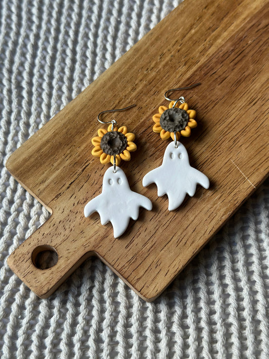 Sunflower Ghosts Dangle Earrings