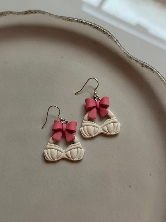 Breast Cancer Awareness Bra Dangle Earrings