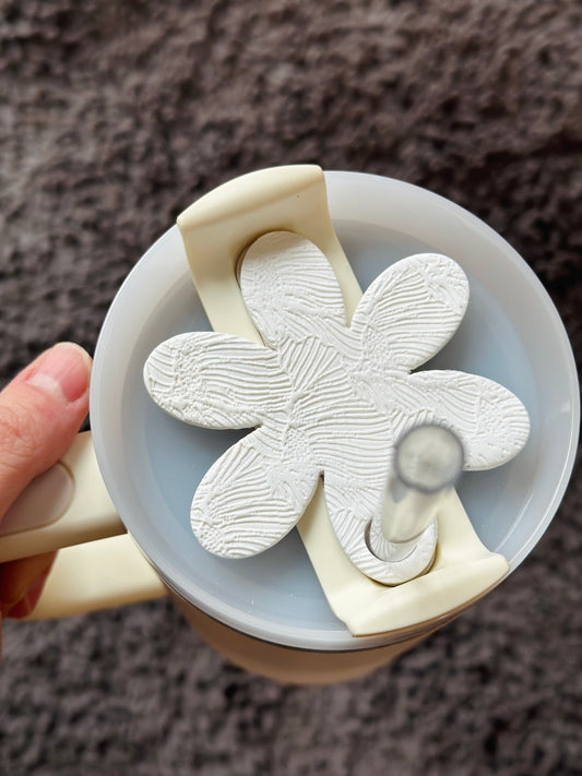 White Flower Pattern Cup Topper