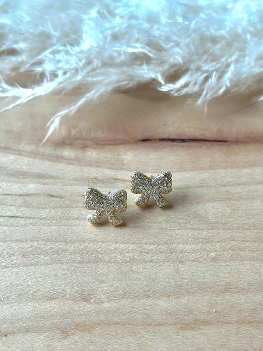 Glittery Bow Studs