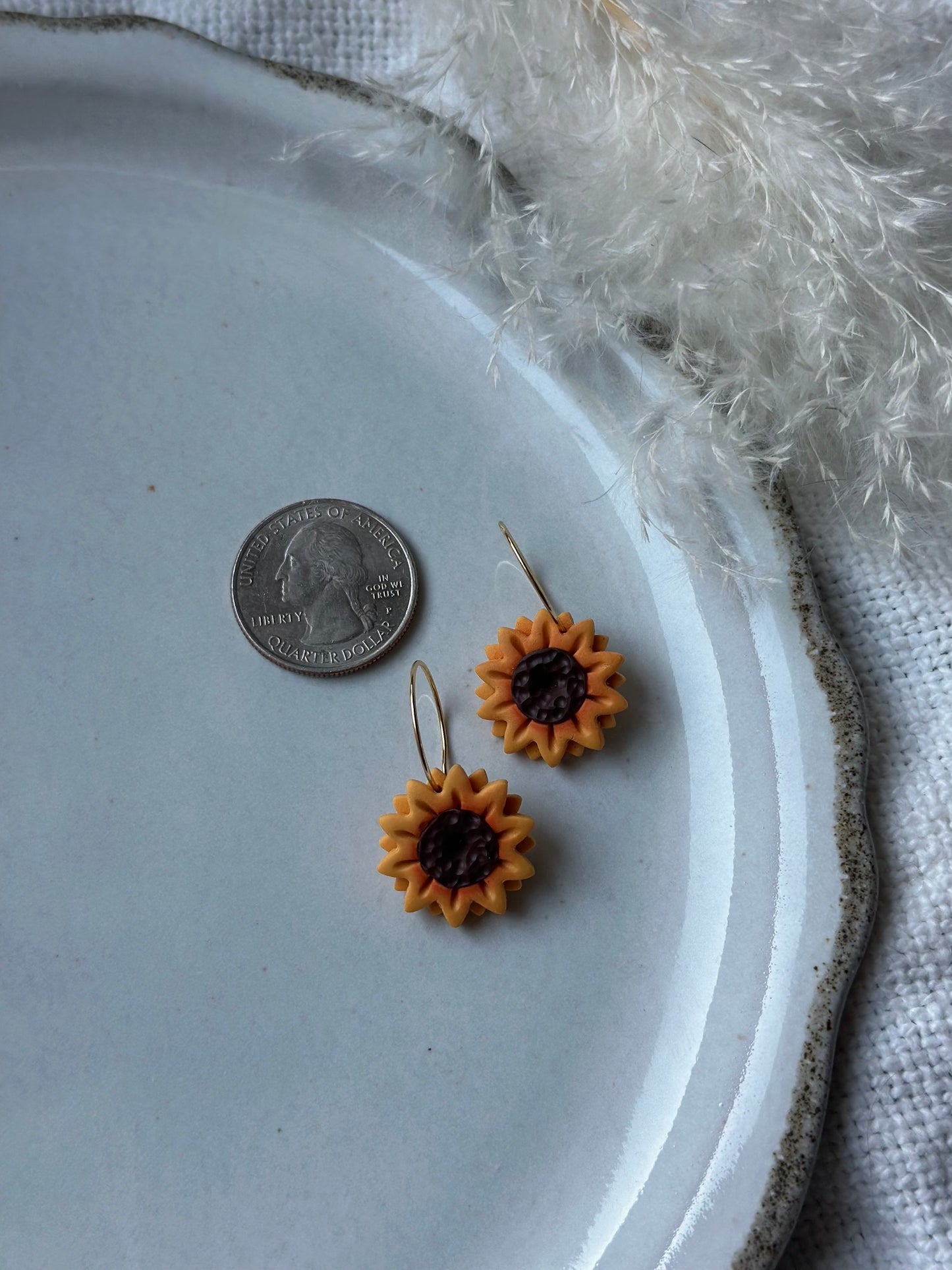 Layered Sunflower Dangle Earrings