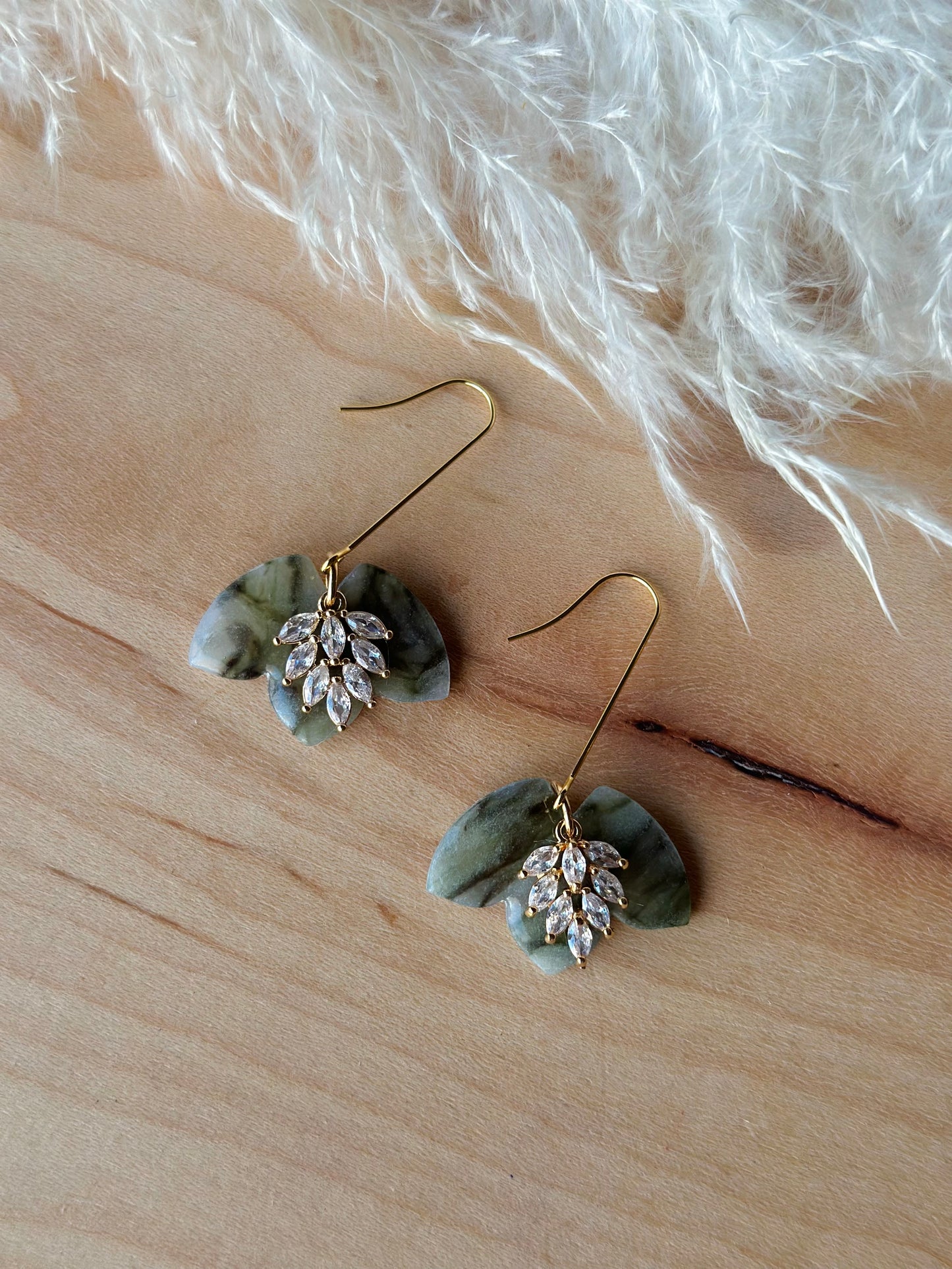 Sage Green Marble Dangles