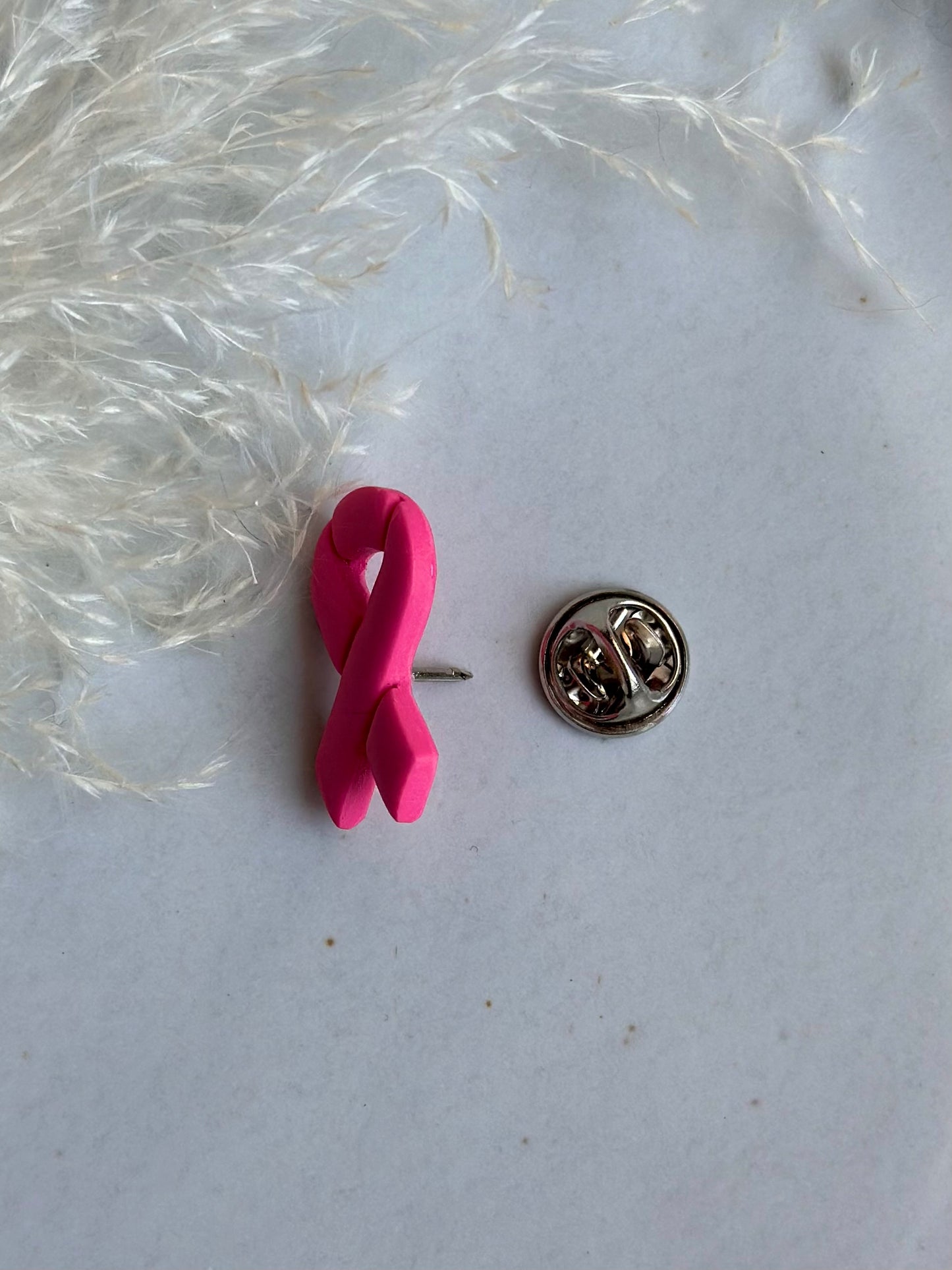 Glittery Breast Cancer Ribbon Pin