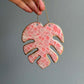 Large Pink Monstera Leaf Ornament