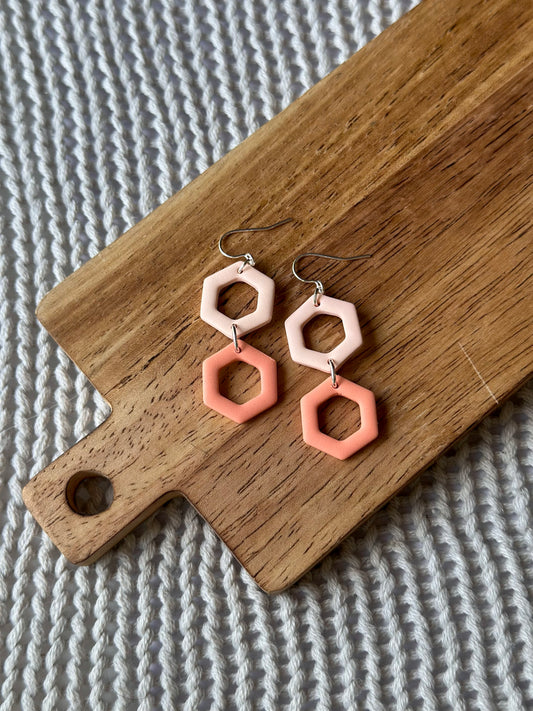 Stacked Hexagon Dangle Earrings