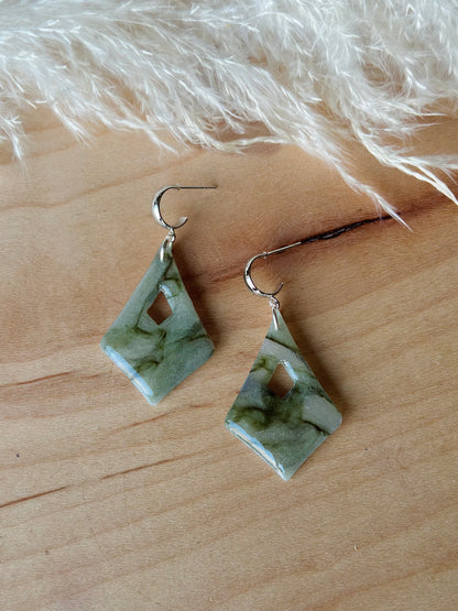 Sage Green Marble Dangles