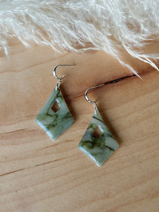 Sage Green Marble Dangles