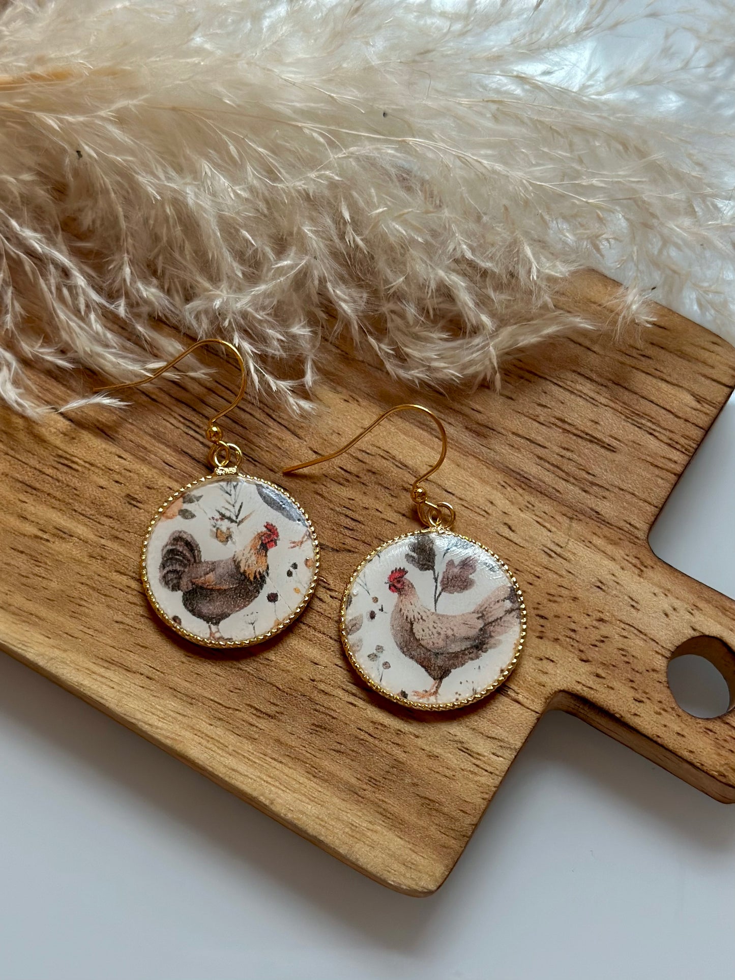 Gold Framed Chicken Dangles