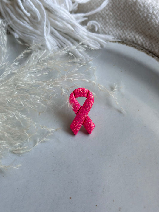 Glittery Breast Cancer Ribbon Pin