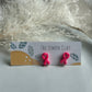Glittery Breast Cancer Ribbon Studs