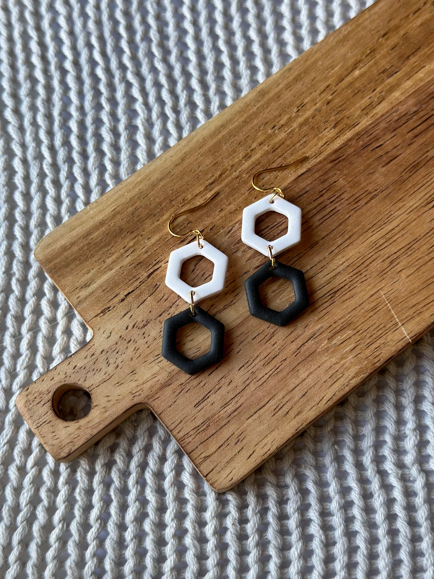 Stacked Hexagon Dangle Earrings