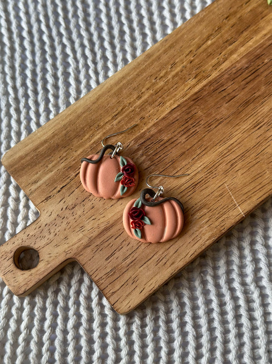 Floral Pumpkin Dangle Earrings