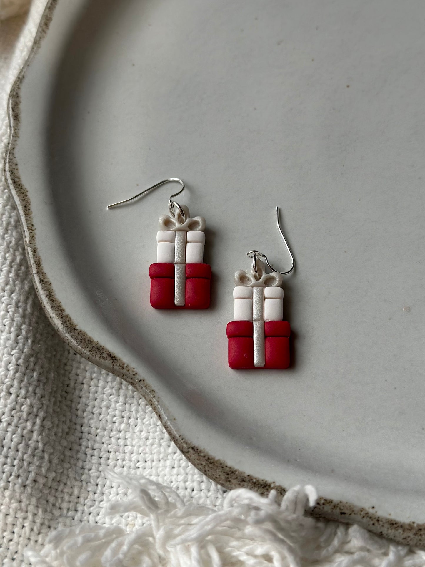 Red Stacked Gifts Dangle Earrings