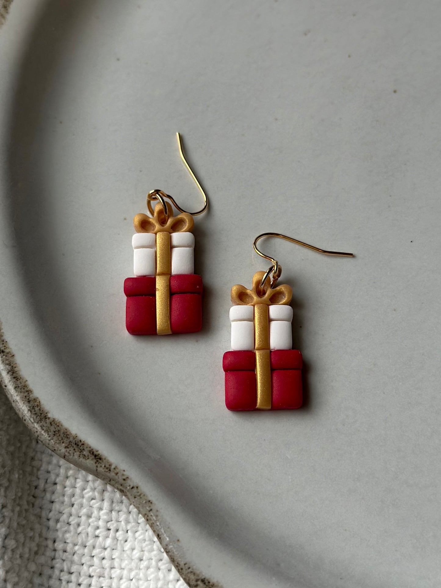 Red Stacked Gifts Dangle Earrings
