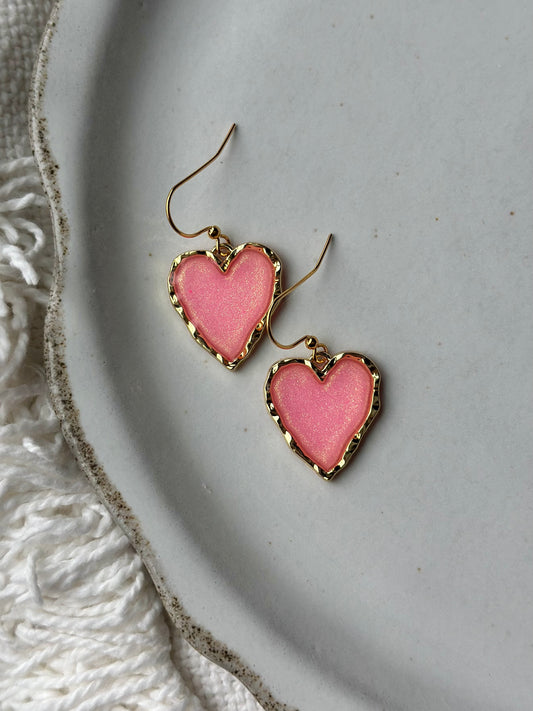 Gold Framed Shimmering Hearts