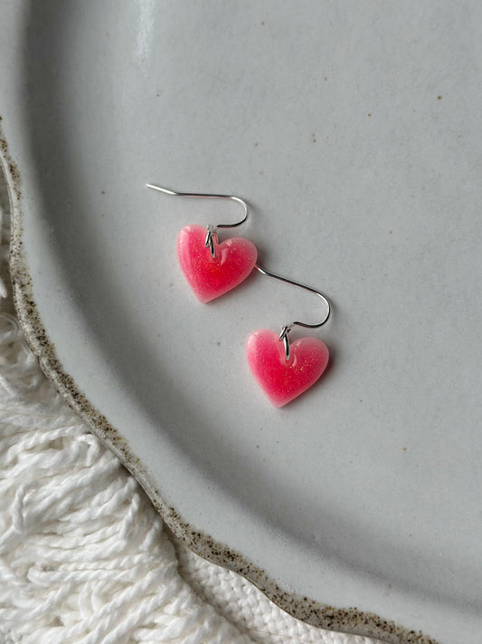 Shimmering Pink Heart Dangles